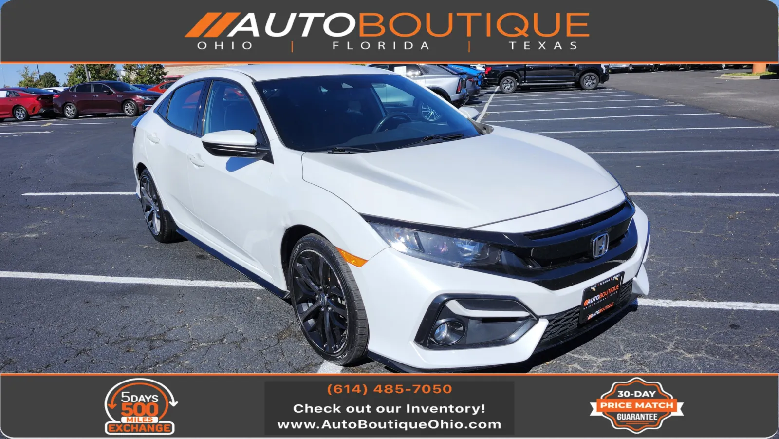 White 2021 Honda Civic Hatchback Sport for sale in Columbus, OH