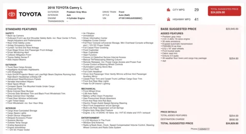 Photos of 2018 Toyota Camry L for sale in Columbus, OH at Auto Boutique Ohio