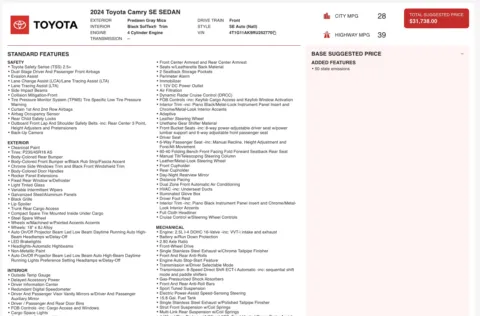 Photos of 2024 Toyota Camry SE for sale in Columbus, OH at Auto Boutique Ohio