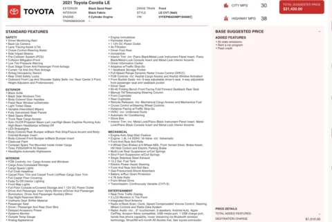 Photos of 2021 Toyota Corolla LE for sale in Columbus, OH at Auto Boutique Ohio