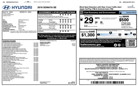 Photos of 2019 Hyundai Sonata SE for sale in Columbus, OH at Auto Boutique Ohio