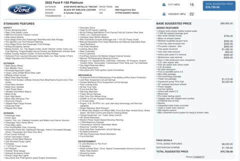 Photos of 2022 Ford F-150 Platinum for sale in Columbus, OH at Auto Boutique Ohio