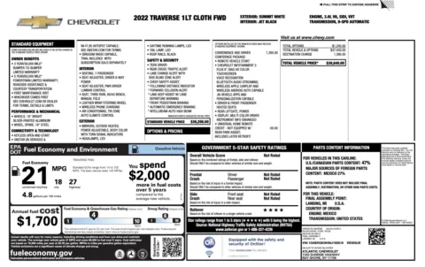 Photos of 2022 Chevrolet Traverse LT Cloth for sale in Columbus, OH at Auto Boutique Ohio