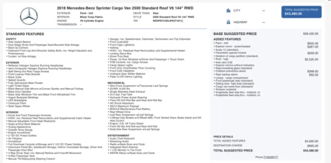 Photos of 2018 Mercedes-Benz Sprinter Cargo Van 2500 for sale in Columbus, OH at Auto Boutique Ohio