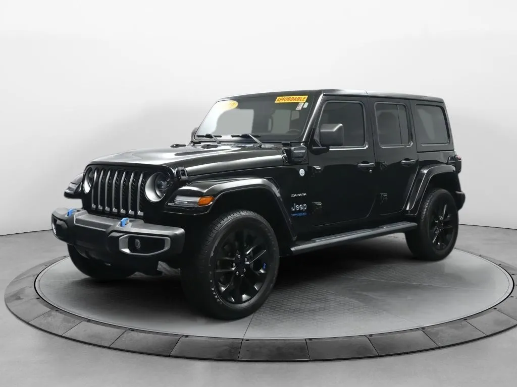 Black 2022 Jeep Wrangler 4xe Unlimited Sahara for sale in Terre Haute, IN