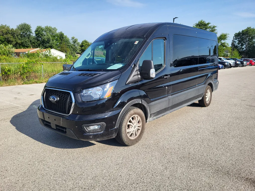 Black 2024 Ford Transit Wagon T-350 Med Roof Slide XLT for sale in Terre Haute, IN