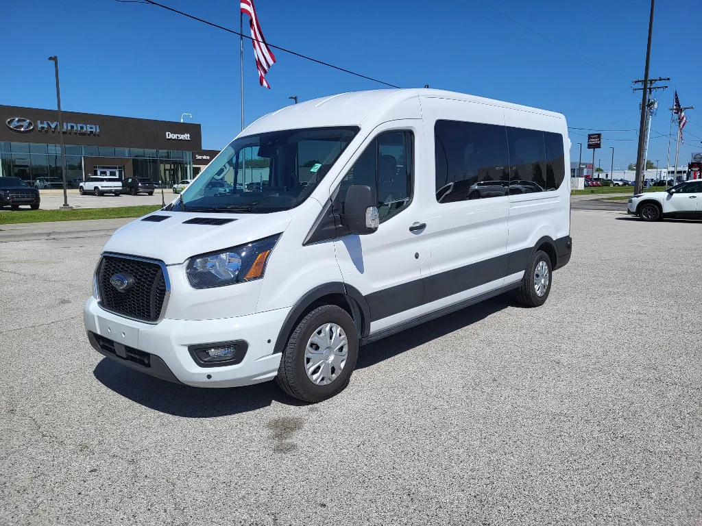 White 2024 Ford Transit Wagon T-350 Med Roof Slide XLT for sale in Terre Haute, IN
