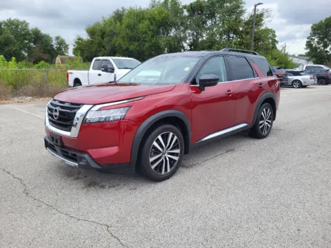 Red 2023 Nissan Pathfinder Platinum for sale in Terre Haute, IN