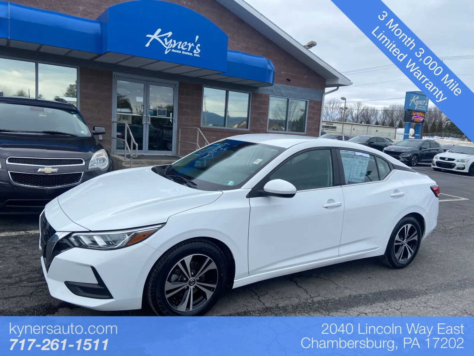 White 2021 Nissan Sentra SV for sale in Chambersburg, PA