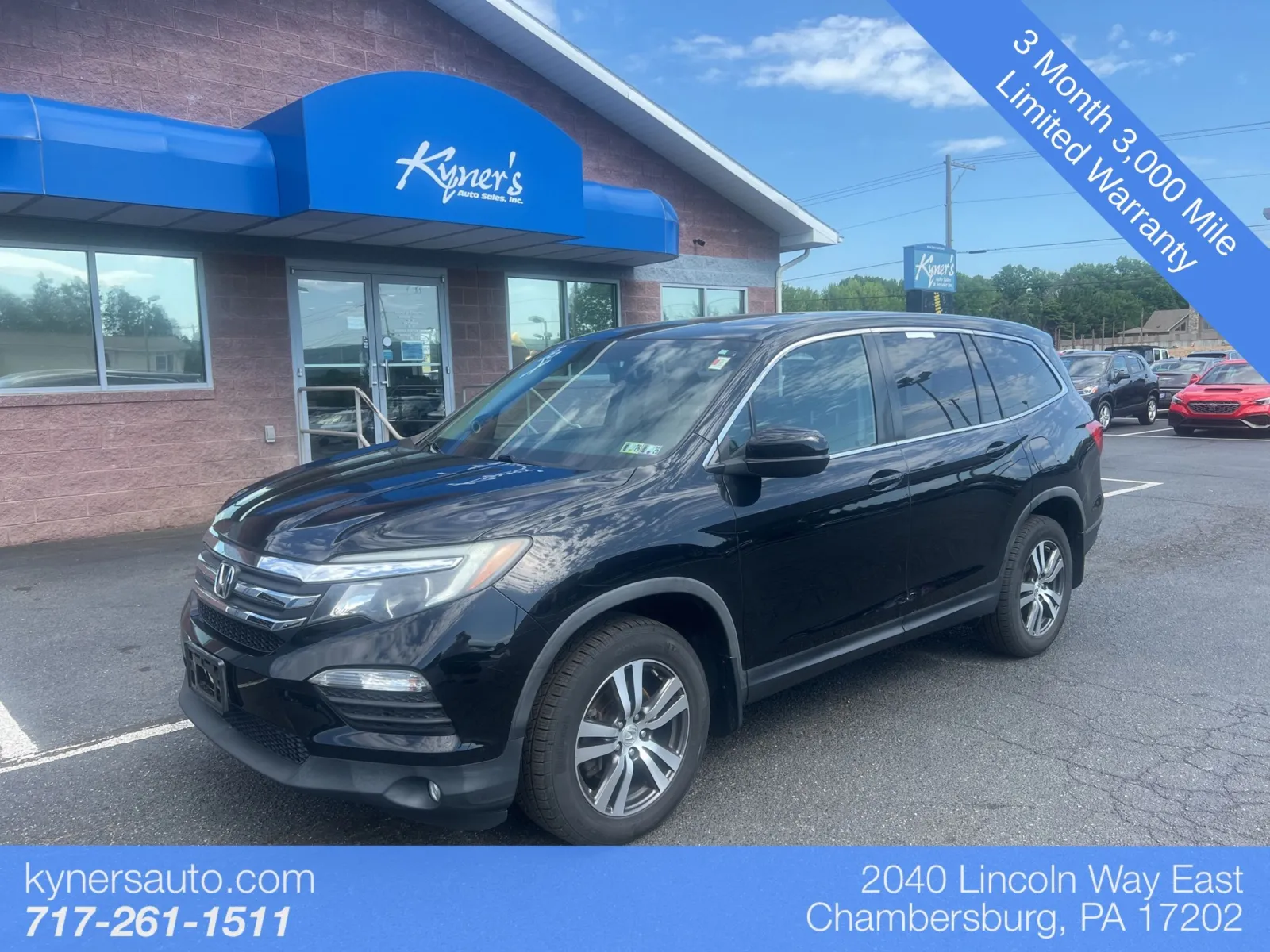 Black 2017 Honda Pilot EX-L for sale in Chambersburg, PA