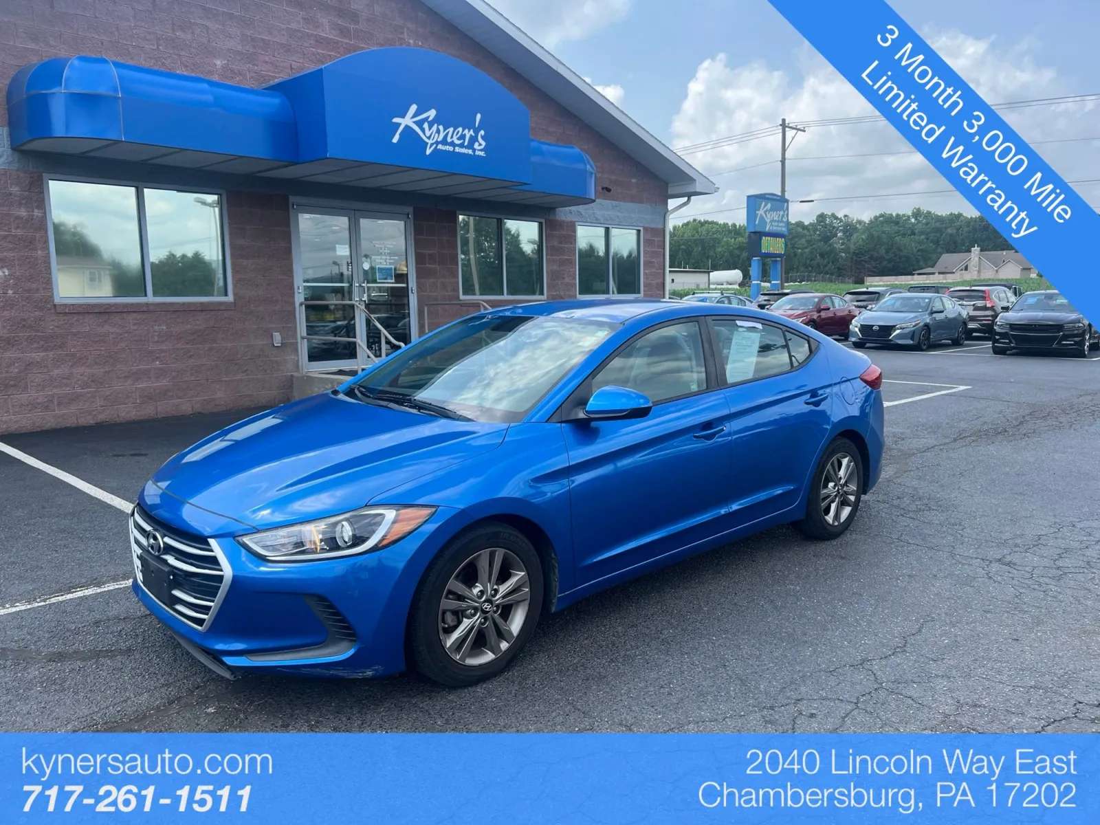 Blue 2017 Hyundai Elantra SE for sale in Chambersburg, PA