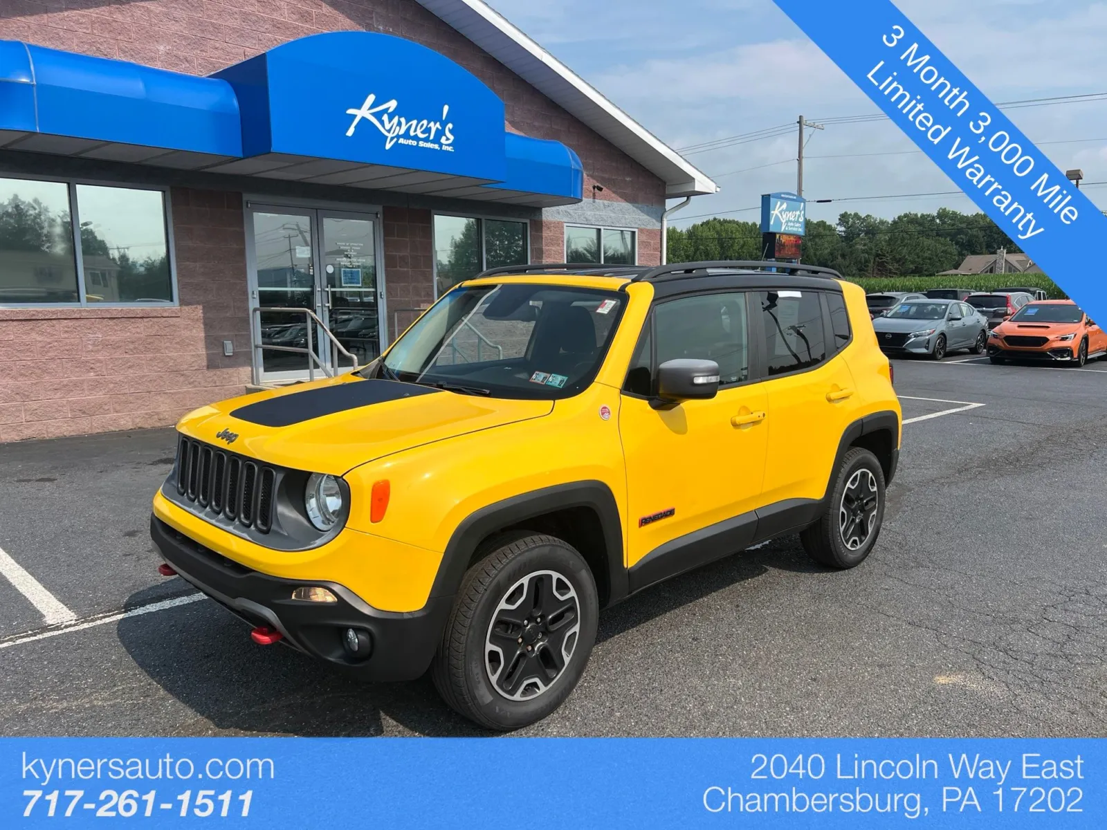 Yellow 2016 Jeep Renegade Trailhawk for sale in Chambersburg, PA