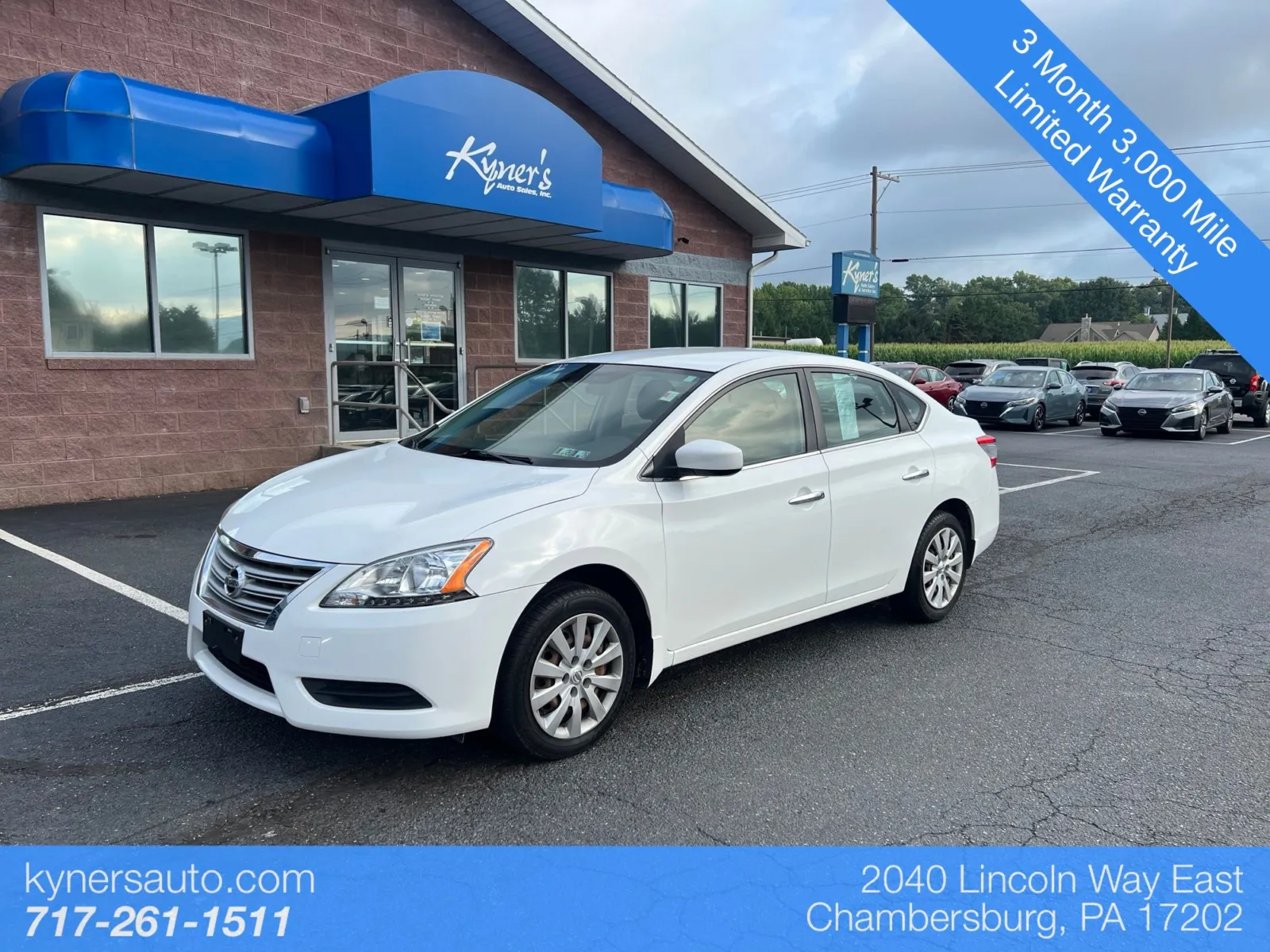 White 2015 Nissan Sentra S for sale in Chambersburg, PA