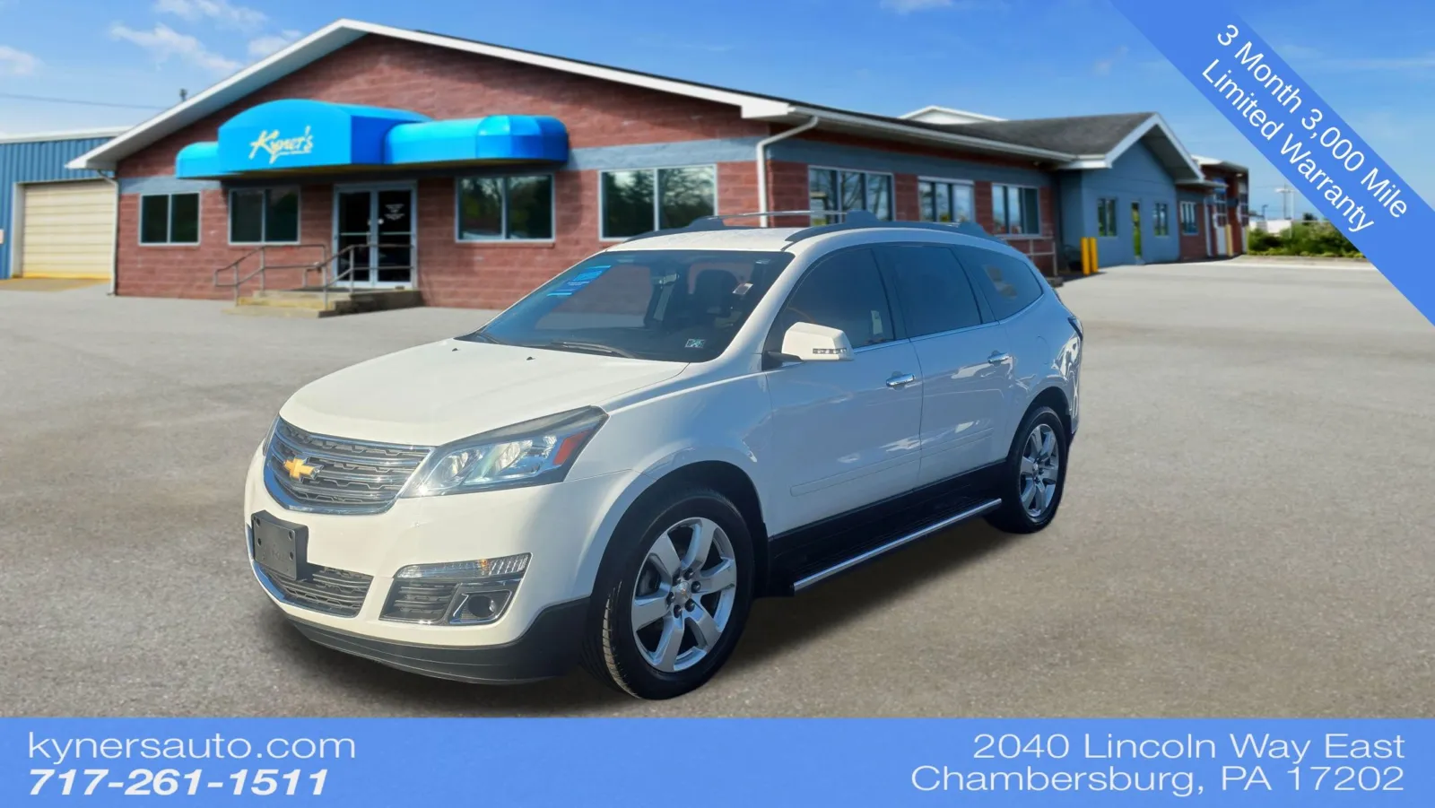 White 2017 Chevrolet Traverse LT for sale in Chambersburg, PA