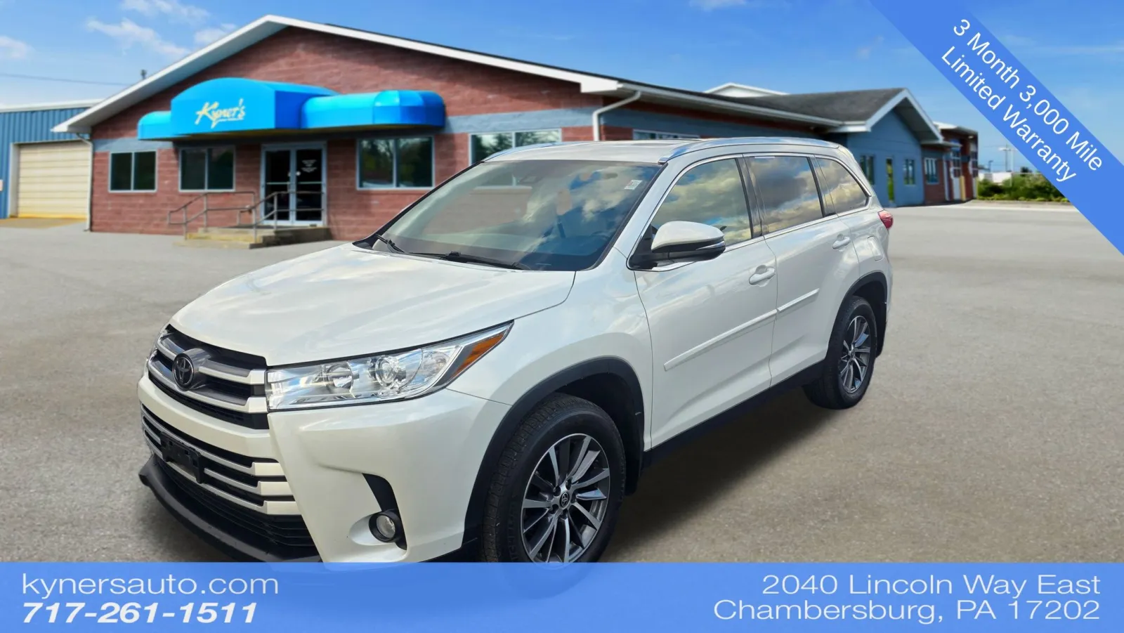 White 2019 Toyota Highlander XLE for sale in Chambersburg, PA