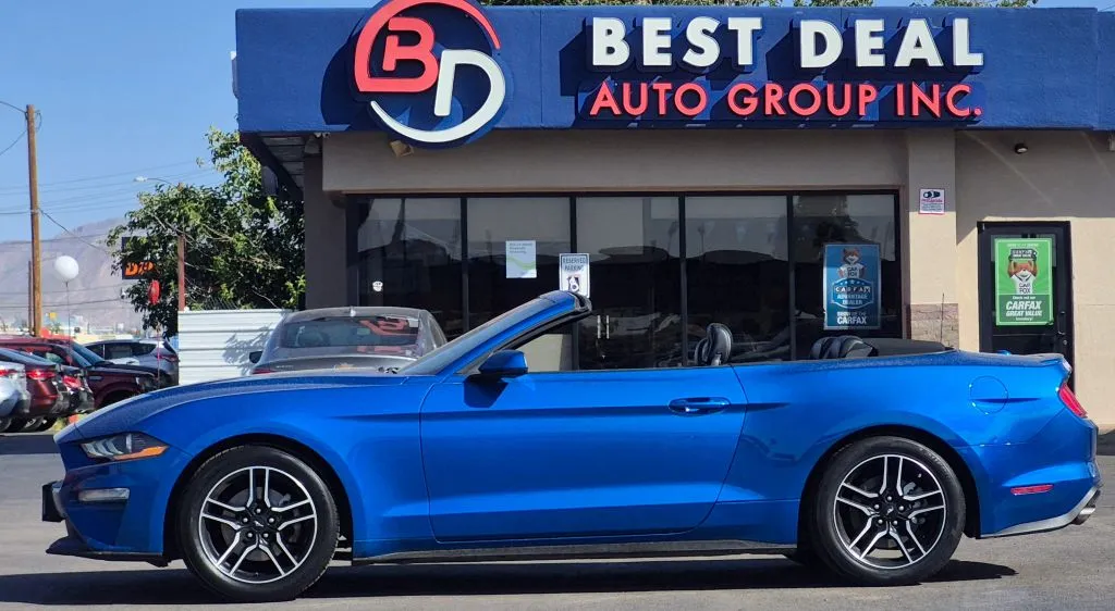 Blue 2021 Ford Mustang EcoBoost Premium Convertible 2D for sale in El Paso, TX