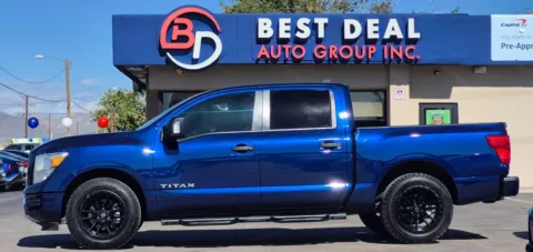 Blue 2022 Nissan Titan Crew Cab SV Pickup 4D 5 1/2 ft for sale in El Paso, TX