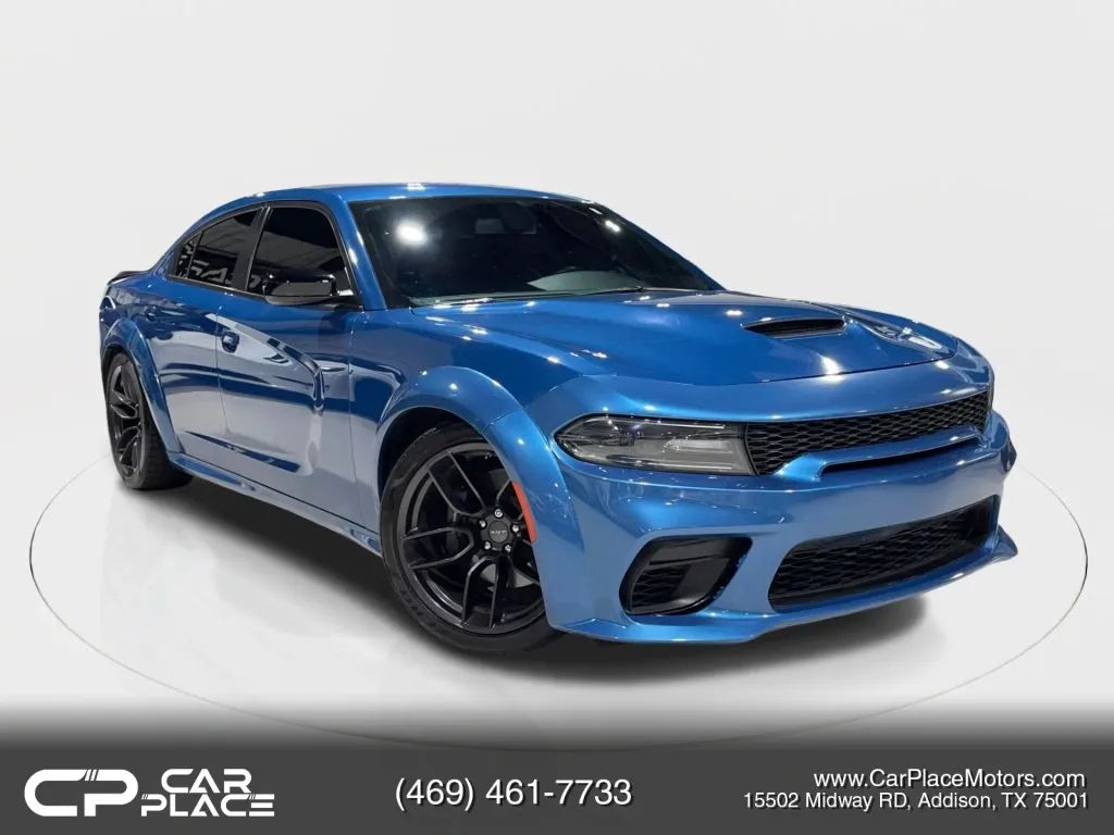 Blue 2023 Dodge Charger Scat Pack Sedan 4D for sale in Addison, TX