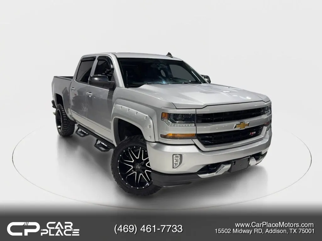 Silver 2018 Chevrolet Silverado 1500 Crew Cab Z71 LT Pickup 4D 5 3/4 ft for sale in Addison, TX