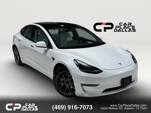 White 2021 Tesla Model 3 Long Range Sedan 4D for sale in Addison, TX