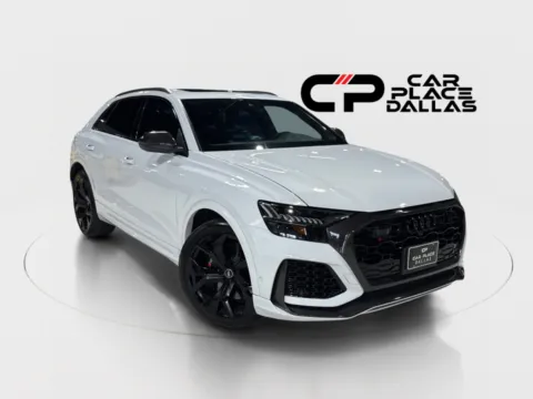 White 2023 Audi RS Q8 4.0T quattro,BLACK OPTIC,CARBON PKG,23 WHLS,SPORT EXHAUST,PANO,B&O,360 CAM,HTD/VENT LTHR,ACC for sale in Addison, TX
