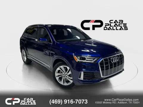 Blue 2020 Audi Q7 Premium Plus 45 TFSI quattro,3RD ROW,NAV,CAM,PANO,BLUE EXT,9 SVC RECORDS for sale in Addison, TX