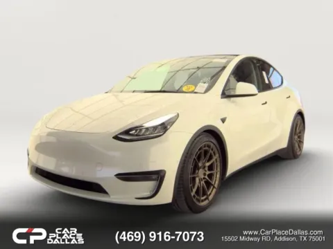 White 2021 Tesla Model Y Long Range Sport Utility 4D for sale in Addison, TX