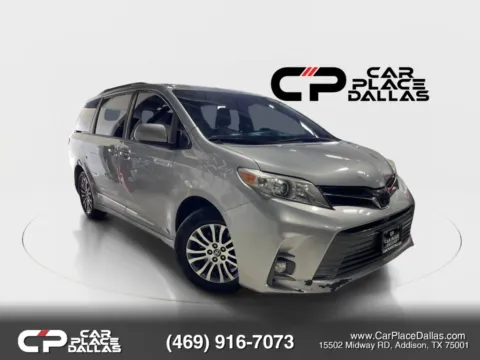 Silver 2020 Toyota Sienna XLE NAV,CARPLAY,HTD LTHR,BLIND SPOT,PWR DOORS,PWR LIFTGATE,MOONROOF,CAM,3RD ROW for sale in Addison, TX