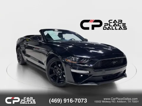 Black 2020 Ford Mustang EcoBoost CONVERTIBLE,TURBO,CAM,BT,PUSH START,RWD,TRACK APPS for sale in Addison, TX