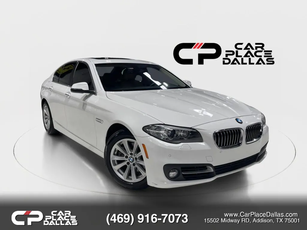 White 2016 BMW 5 Series 528i TURBO,IDRIVE,PWR STS,MEMORY,BT,RWD,27 SVC RECORDS for sale in Addison, TX
