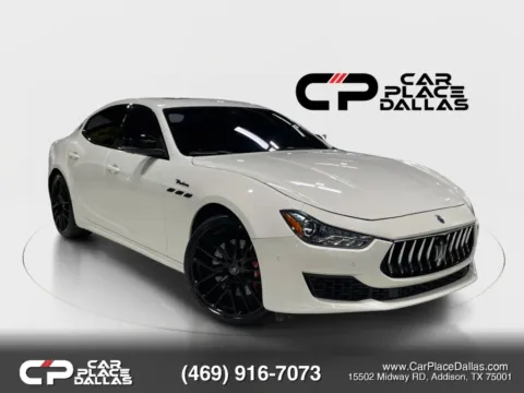White 2023 Maserati Ghibli Modena 3.0TT,NERISSIMO,21 TITANO,RED CALIPERS,NAV,360 CAM,ACC,BLIND SPOT,LTHR,PANO for sale in Addison, TX
