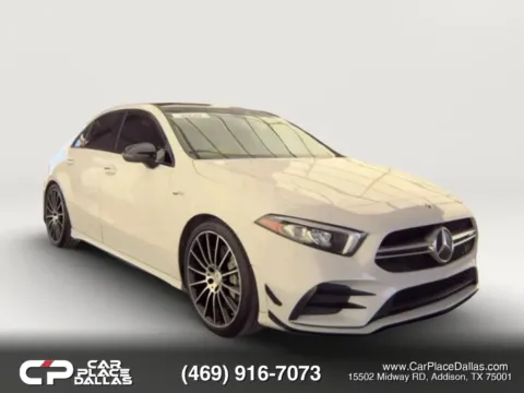 White 2021 Mercedes-Benz AMG A-Class AMG A 35 4MATIC,TURBO,CAM READY,NAV READY,CARPLAY READY,AMG PKG for sale in Addison, TX
