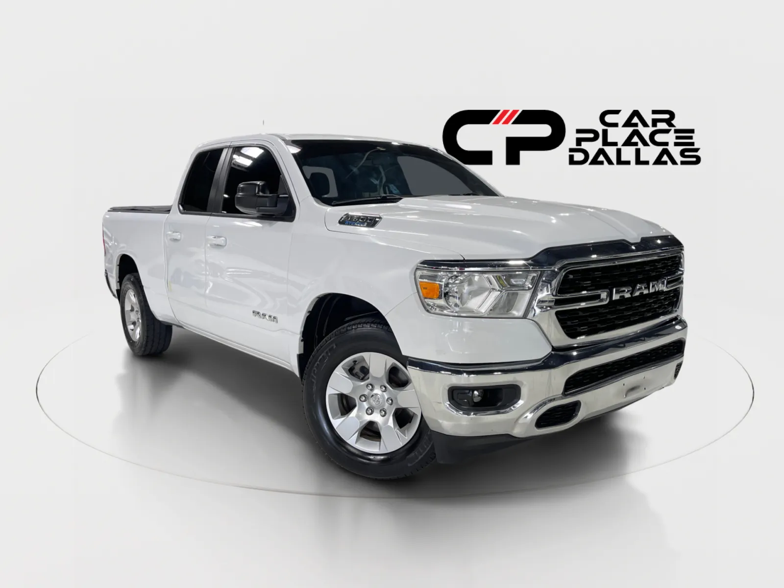 White 2022 Ram 1500 Quad Cab Big Horn Quad Cab 4X2,3.6 V6 ETORQUE,CAM,18 WHLS,CLASS III HITCH,7-PIN for sale in Addison, TX