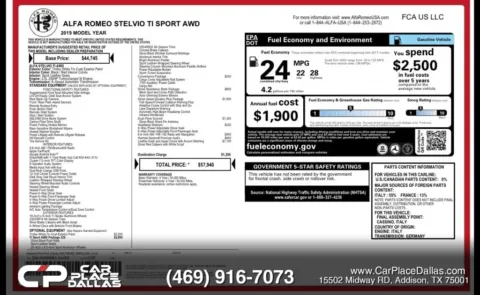 More photos of 2019 Alfa Romeo Stelvio Ti Sport SUV 4D at Car Place Dallas, TX