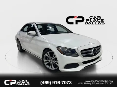 White 2018 Mercedes-Benz C-Class C 300,PREM PKG,SUNROOF,HTD STS,BLIND SPOT,CARPLAY,CAM,KEYLESS-GO,MEMORY STS,18 WHLS for sale in Addison, TX