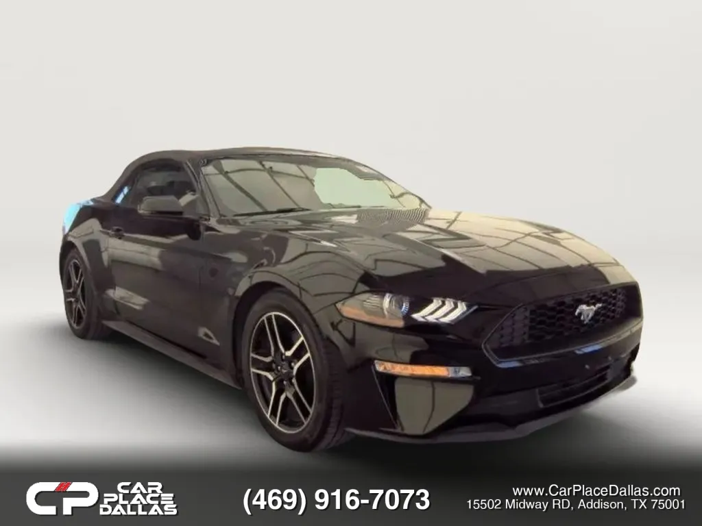 Black 2018 Ford Mustang EcoBoost Premium Convertible 2D for sale in Addison, TX