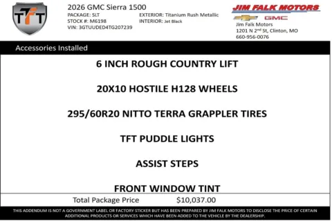 Photos of 2026 GMC Sierra 1500 SLT for sale in Clinton, MO at Jim Falk Motors