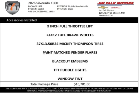 Photos of 2026 Chevrolet Silverado 1500 RST for sale in Clinton, MO at Jim Falk Motors