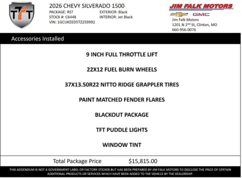 Photos of 2026 Chevrolet Silverado 1500 RST for sale in Clinton, MO at Jim Falk Motors