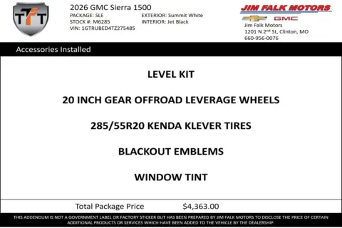 Photos of 2026 GMC Sierra 1500 SLE for sale in Clinton, MO at Jim Falk Motors