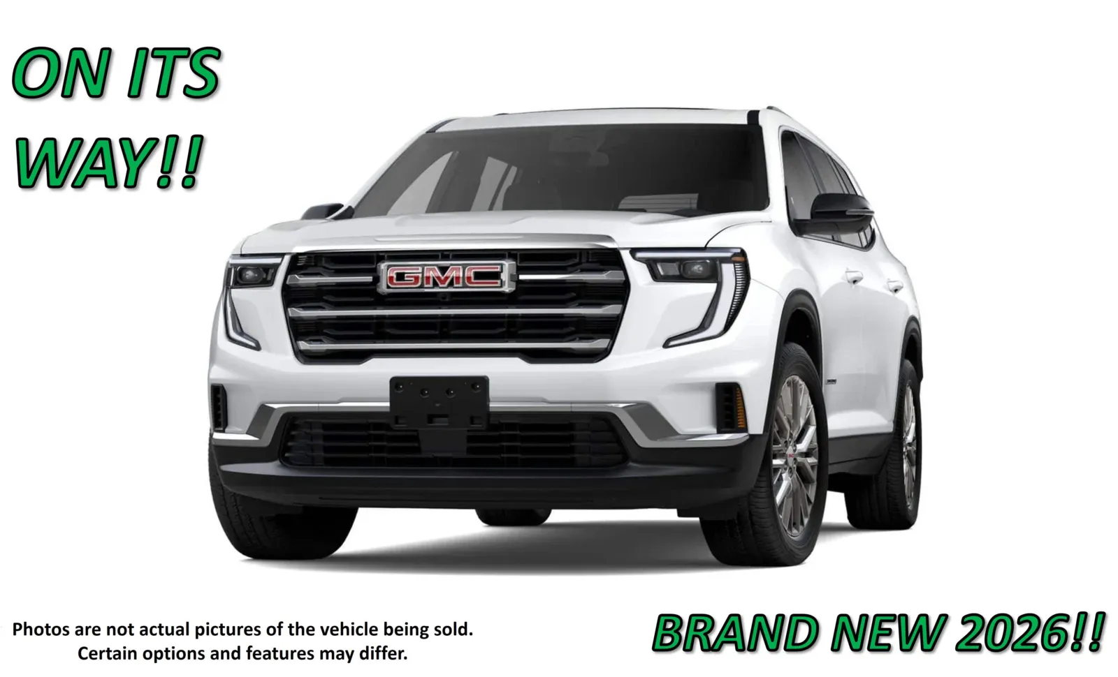 White 2026 GMC Acadia FWD Elevation for sale in Clinton, MO