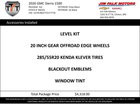 Photos of 2026 GMC Sierra 1500 SLE for sale in Clinton, MO at Jim Falk Motors