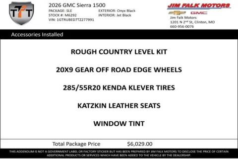 Photos of 2026 GMC Sierra 1500 SLE for sale in Clinton, MO at Jim Falk Motors