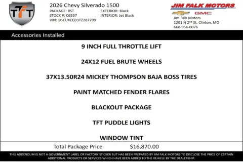 Photos of 2026 Chevrolet Silverado 1500 RST for sale in Clinton, MO at Jim Falk Motors
