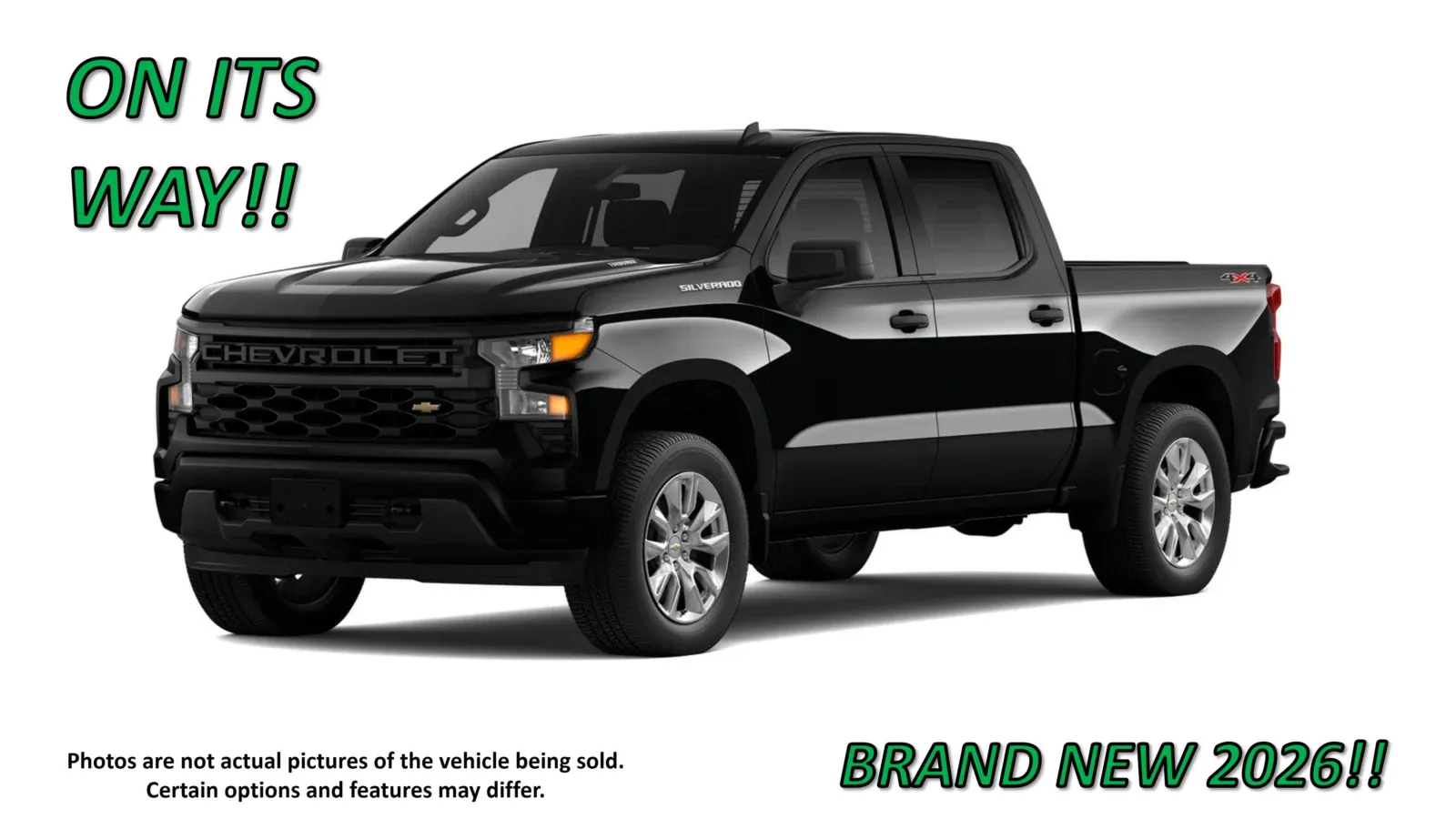 Black 2026 Chevrolet Silverado 1500 Custom for sale in Clinton, MO