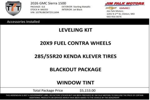 Photos of 2026 GMC Sierra 1500 SLE for sale in Clinton, MO at Jim Falk Motors