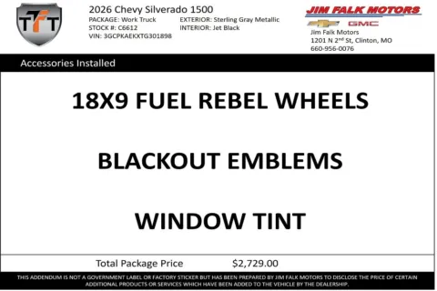 Photos of 2026 Chevrolet Silverado 1500 Work Truck for sale in Clinton, MO at Jim Falk Motors