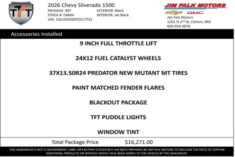 Photos of 2026 Chevrolet Silverado 1500 RST for sale in Clinton, MO at Jim Falk Motors
