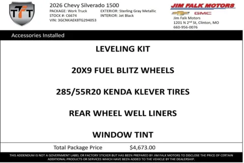 Photos of 2026 Chevrolet Silverado 1500 Work Truck for sale in Clinton, MO at Jim Falk Motors