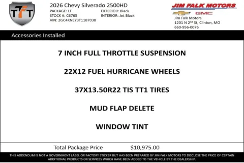 Photos of 2026 Chevrolet Silverado 2500HD LT for sale in Clinton, MO at Jim Falk Motors